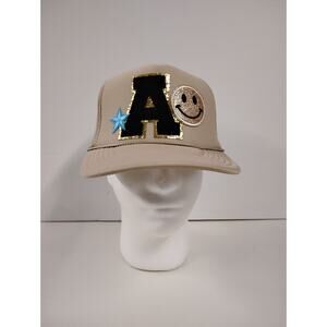 Otto Letter A with Smile Emoji Snapback Tan Hat Great Condition Lightly Used